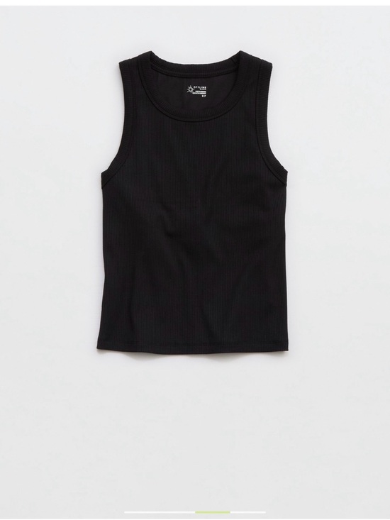 aerie Tops - NWT Offline by Aerie Thumbs Up Cropped Ribbed Tank Black XL Built-In Shelf Bra